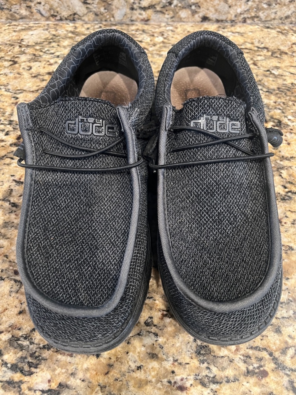 Hey Dude Black Knit Slip-On Loafers